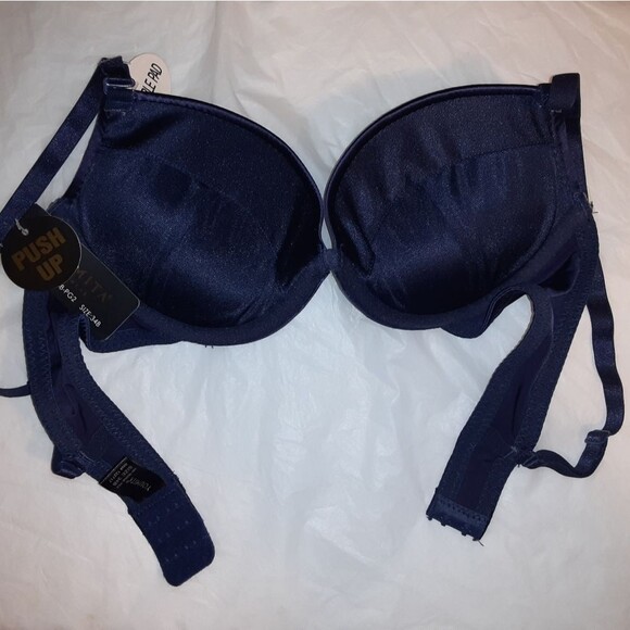 Youmita Shiny Navy 34B Push Up Plunge Bra NWT - Picture 4 of 11